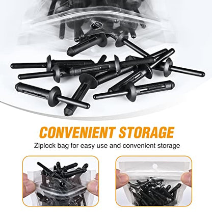 GOOACC 50Pcs 1/4" Hole Nylon Blind Rivets Fender Flare Bumper Door | Trim Plastic Rivet Retainer Compatible with Chrysler 6501559, 6506007AA GM 10184895 Ford N803862-S - color: 50Pcs 1/4" Hole Retainer