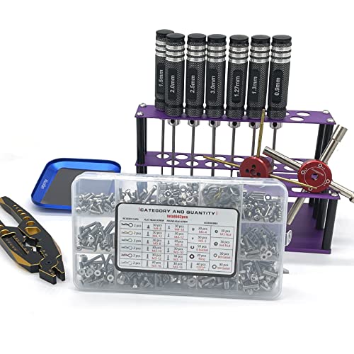 662-piece Universal Remote Control Screw kit 304 Stainless Steel Screw Combination kit, Suitable for Traxxas axial Redcat HPI Arrma SCX10 Losi 1/8 1/10 1/12 1/16 Scale Remote Control Truck Track