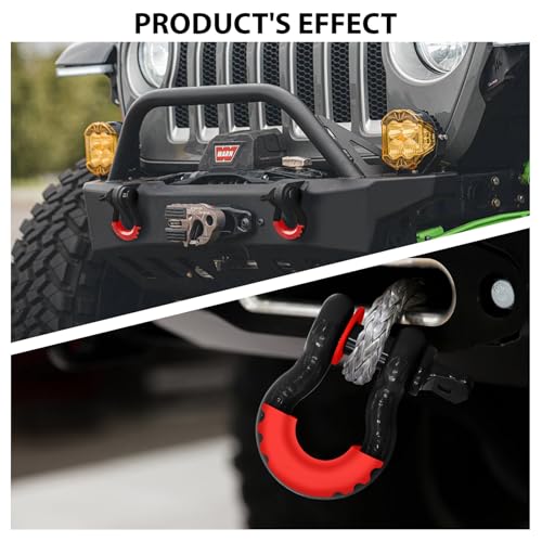 2 Pack D Ring Shackles 3/4" Shackle 41,887Ibs Break Strength - Heavy Duty Clevis Shackles with 7/8" Screw Pin and Isolator Washer Kit for Tow Strap Winch Off Road Vehicle Recovery, Black - color: BLACK-S