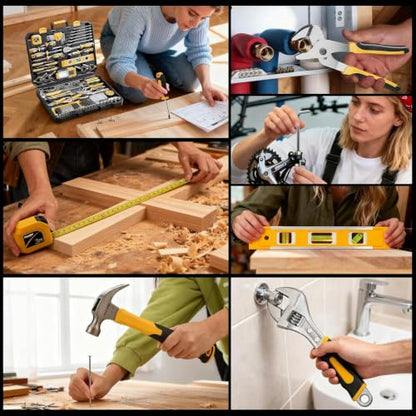 GRENPRO 239PCS Tool Set Tool Box Multi Car Mechanic Tool Kit for Home | Portable Tool Box, CR-V Steel, Complete Kit, Anti-Drop Slots, Household DIY, Auto Motorcycle, Home Garage for Men & Women - style: Yellow Hand Tool Set 239PC