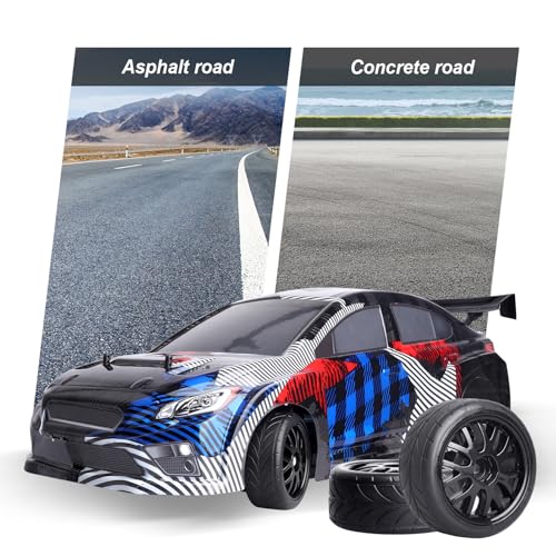 HobbyPark Glued 1/10 On-Road RC Touring Tires and Wheels Set for 1/18 Traxxas Latrax Teton 4 Tec 2.0 3.0 Tamiya TT02 TT01 Brushless (4-Pack) (Color G) - color: Color G