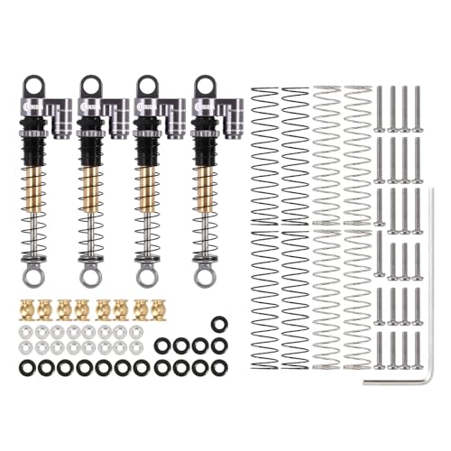 INJORA 43mm Aluminum Threaded Double Barrel Shocks for Axial SCX24 (Grey) - color: Titanium