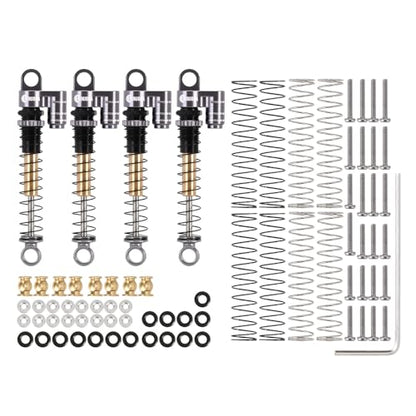 INJORA 43mm Aluminum Threaded Double Barrel Shocks for Axial SCX24 (Grey) - color: Titanium