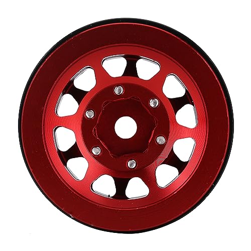 INJORA 1.0 Beadlock Wheels for 1/24 SCX24 1/18 RC Crawler Upgrade (Red) - color: Red
