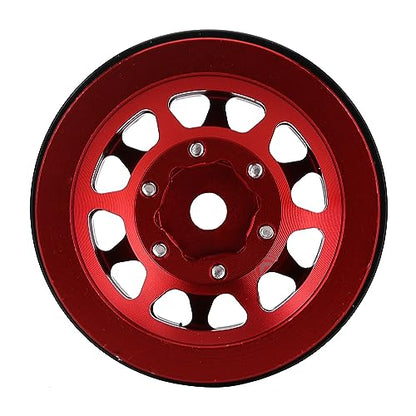 INJORA 1.0 Beadlock Wheels for 1/24 SCX24 1/18 RC Crawler Upgrade (Red) - color: Red