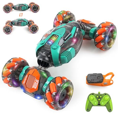Gesture Sensing RC Stunt Car for Kids - 2.4Ghz Remote & Hand-Controlled Toy, Birthday Gifts for Boys 6 7 8 9 10 11 12 Year Old, Twist Off-Road Vehicle with Lights & Music