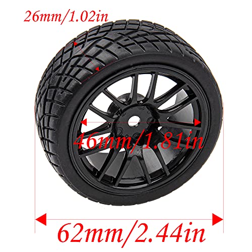 12-Spoke 12mm Hex Hub Wheel Rims & Rubber Tires Compatible with HSP Tamiya HPI Kyosho 1/10 On Road Touring Car WLtoys 1/14 144001 Traxxas 1/16 Slash RC 1/18 A959B Buggy (Black)