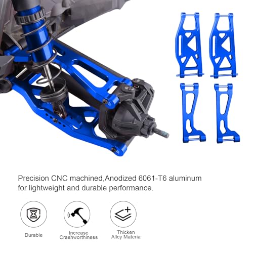 6061-T6 Aluminum Suspension Arms – Front & Rear Upper/Lower Link Set for Traxxas X-Maxx 89076 89086 (Replacement for WideMaxx 8995/8998/8999, Blue, 8PCS) - color: Blue
