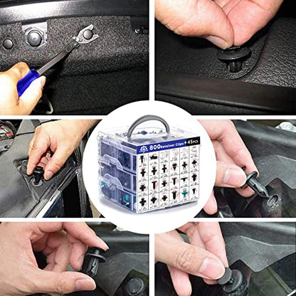 Car Push Retainer Clips 845pcs with 24Most Popular Push Pins Automotive Parts Sizes Auto Screw Trim Clip Assortment with Cable Ties and Blue Fastener Remover for Ford GM Toyota Honda Chrysler Nissan - size: Car Clips 845PCS-Blue