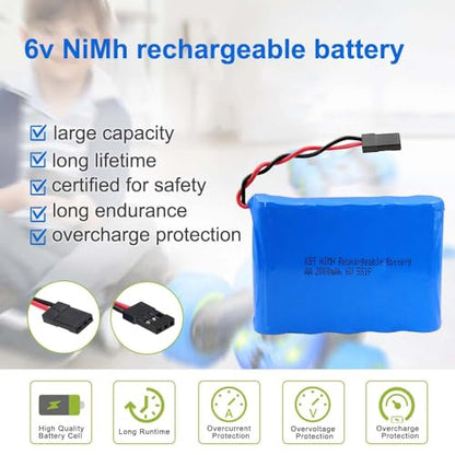 KBT 6V 2000mAh NIMH Rechargeable RC Battery, AA 5S1P High Capacity Side by Side Battery Pack with Hitec Connector for RC Receivers, RC Vehicles, RC Aircrafts, Toys and Tools