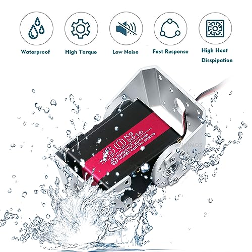 60KG Robot Servo Motor High Torque Stainless Steel Gear Digital Steering Large Servos with Mount Brackets - size: 60kg