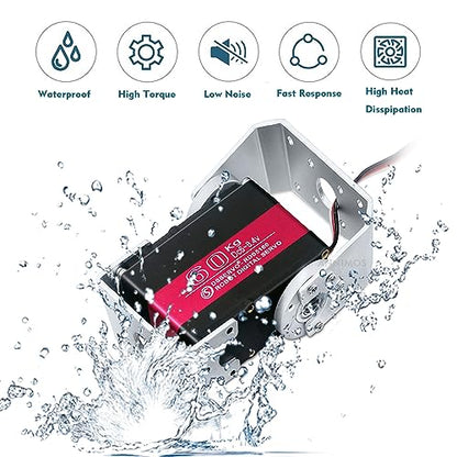 60KG Robot Servo Motor High Torque Stainless Steel Gear Digital Steering Large Servos with Mount Brackets - size: 60kg
