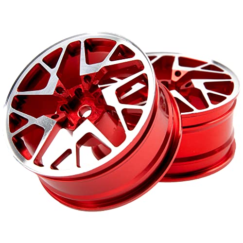 4Pack Metal Wheel Rims 12mm Hex Hub 26mm Width Compatible with Traxxas Tamiya TT01 RedCat Sakura D4 XIS HSP HPI 1/10 On-Road Racing Touring Drift Car (Red) - color: Red