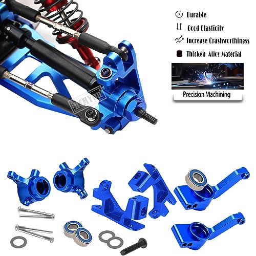 Upgrades Part for 1/10 Rustler 4x4 VXL/Rustler 4x4,Alloy Suspension Arm,Caster Block,Steering Blocks,Rear Stub Axle Carriers,Steering Bellcranks,Shock Tower,Blue (More Durable Arm)