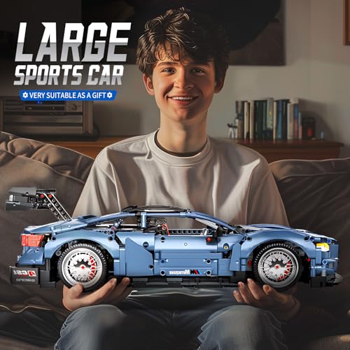 Remote Control Car Building Kit, 1:10 M4 Champion Racing Car Building Block | with Motors Light Rechargeable Battery-2280 PCS,Challenge Construction Toy Gift for Technical Enthusiasts Adults Boys Age 14+ - style: Dynamic Version-motors included