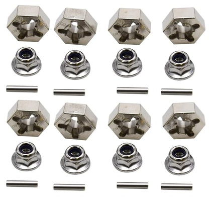 Blomiky 8 Pack 12mm Wheel Hub Hexes and 8 Pack M20101 Wheel Hex Pins and M40 M4 Wheel Locknuts Spare Parts for Some Kind of 1/10 1/12 1/14 1/16 1/18 Scales RC Truck / 9125 Hex Pin Locknuts 2
