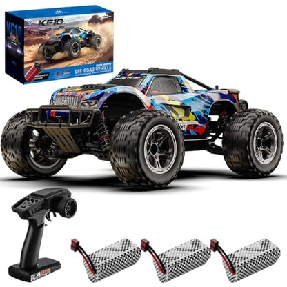 X-Verse KF10 1/10 Brushless RC Cars for Adults Fast 60KM/H, RC Trucks Offroad Waterproof with 3S Battery, 4WD High Speed All Terrain RC Truggy (3 Battery) - color: Kf10 Blue