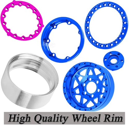 1.9 RC Wheels and Tires for 1/10 SCX10 90046 AXI03007 TRX4 TRX6 VS4-10 Gen7 Gen8 MST CFX D90.Aluminium RC Truck Tires Highway Tires 1.9" RC Wheels 1.9 Beadlock Wheel Rim RC Tires,Navy Blue - color: Navy Blue(1.9tires)