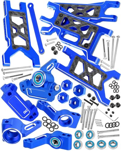 Upgrades Parts for 1/10 Slash VXL 2WD/Slash 2WD,Aluminum Front Rear Suspension A Arms & Caster Block&Steering Blocks&Rear Stub Axle Carriers,Navy Blue,(Only for Slash) - color: Blue(arm&caster Blocks Set)