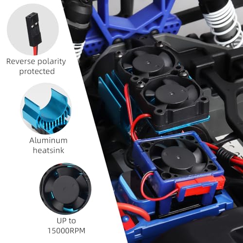 RC Motor Heatsink with Dual Fan for Traxxas Velineon Motor & VXL‑3s ESC 15,000 RPM High‑Flow, Aluminum Bracket
