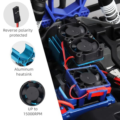 RC Motor Heatsink with Dual Fan for Traxxas Velineon Motor & VXL‑3s ESC 15,000 RPM High‑Flow, Aluminum Bracket