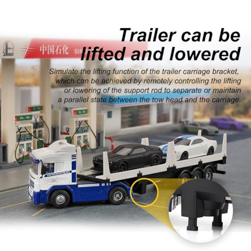 FLYCOLOR Turbo Racing 1:76 C50 RTR Tractor Remote Control Truck Four-Wheel Drive Simulated Headlights 10CH Minicar Model(White-Blue) - color: White-truck