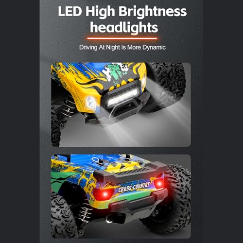 GoolRC WLtoys 164018 1/16 RC Car, 35KPH High Speed Remote Control Car, 2.4GHz 4WD All Terrain Off Road RC Truck with LED Light and 2 Batteries for Adults (Blue) - color: Blue