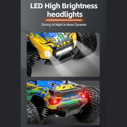 GoolRC WLtoys 164018 1/16 RC Car, 35KPH High Speed Remote Control Car, 2.4GHz 4WD All Terrain Off Road RC Truck with LED Light and 2 Batteries for Adults (Blue) - color: Blue