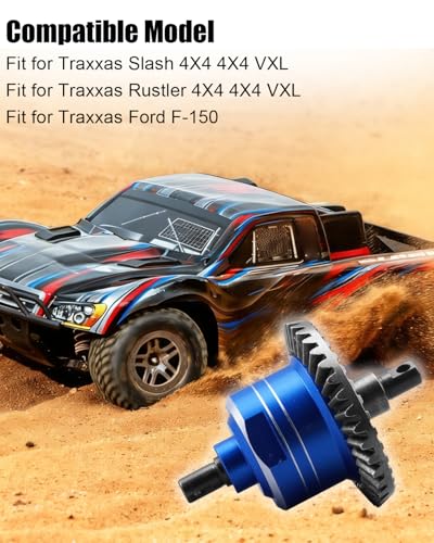 37T/13T 1/10 Front Rear Differential Upgrades Diff Fit for Traxxas Slash | Replace 5381 6882 5379, Fit for Rustler Stampede Hoss 4X4 VXL Ford F-150 1/10 4X4 RC Cars, with Bearing, Blue