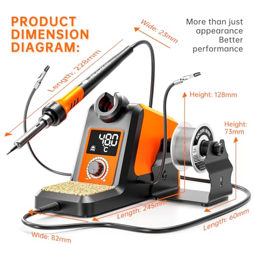 Digital Soldering Iron station Kit, 2 Auxiliary Clamps, 5 Soldering Iron Tips, Solder Wires, Solder Suckers, Stainless Steel Tweezers, and a Phillips Start, soldering station - color: 988d