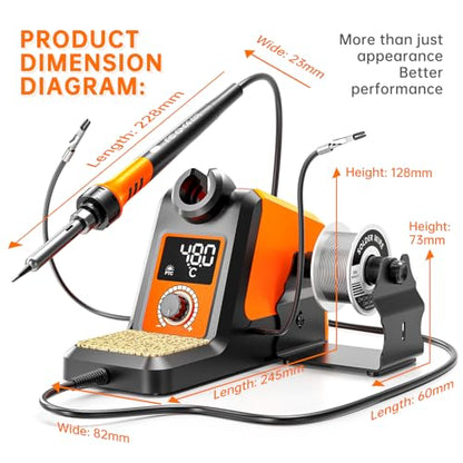 Digital Soldering Iron station Kit, 2 Auxiliary Clamps, 5 Soldering Iron Tips, Solder Wires, Solder Suckers, Stainless Steel Tweezers, and a Phillips Start, soldering station - color: 988d
