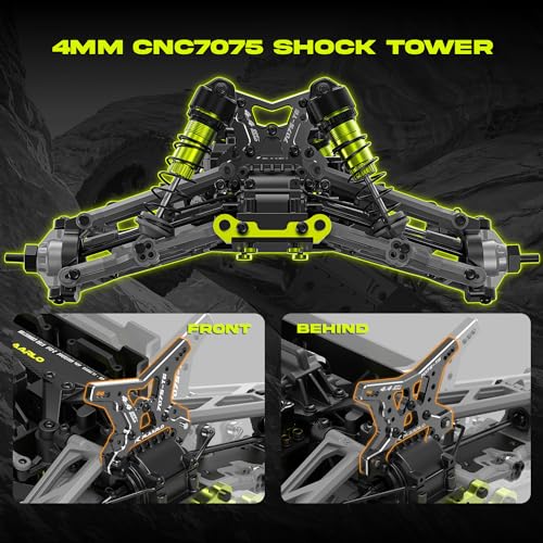 CROBOLL Mini 1:10 Carbon Fiber RC Truck Roller, Hobby Grade RC Car Chassis | Central Differential Transmission Structure, All Terrain RC Monster Truck Supporting, Chrome Steel Helical Gear