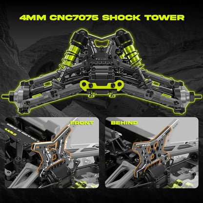 CROBOLL Mini 1:10 Carbon Fiber RC Truck Roller, Hobby Grade RC Car Chassis | Central Differential Transmission Structure, All Terrain RC Monster Truck Supporting, Chrome Steel Helical Gear