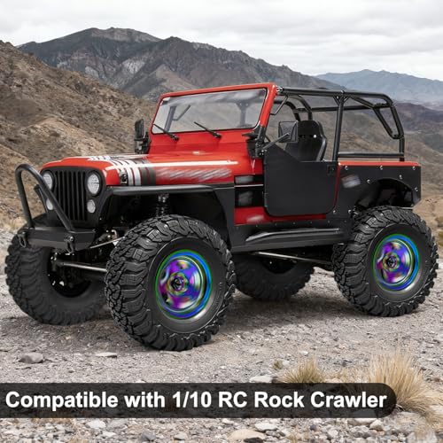 LRFHL 2.2 Crawler Tires for 1/10 Axial SCX10 D90 Traxxas TRX4, Black, 4PCS | 120mm * 47mm, RC Rock Crawler Tires with Foam Insert, Soft Rubber High Grip Sticky Tires - color: Black