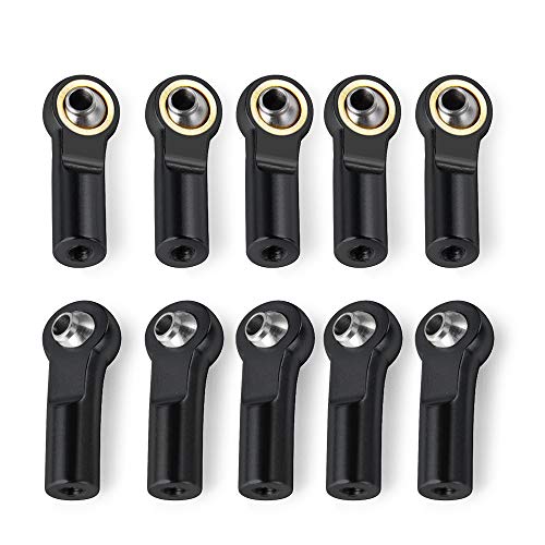 QUE-T 20pcs/Set M3 Link Tie Rod End Metal Ball Joint Head for 1/10 RC Crawler Car Boat (Black) - color: Black