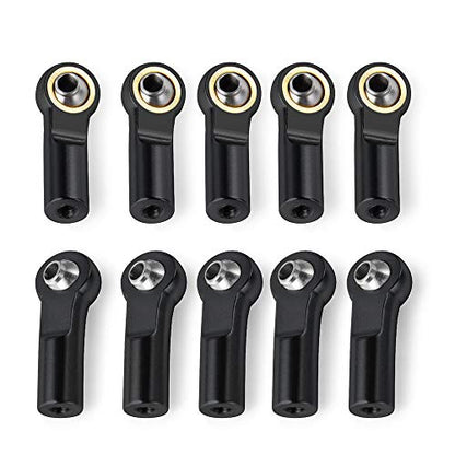 QUE-T 20pcs/Set M3 Link Tie Rod End Metal Ball Joint Head for 1/10 RC Crawler Car Boat (Black) - color: Black