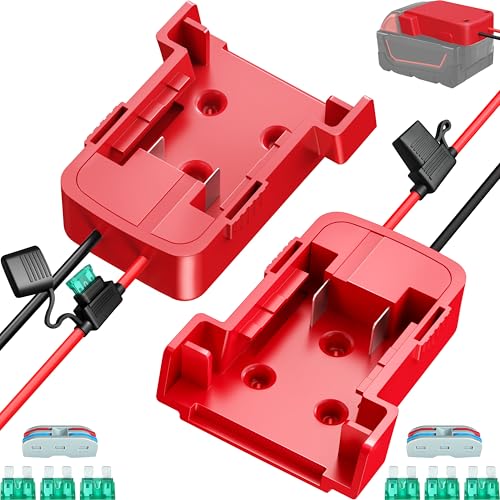 2-Pack 18V for Milwaukee M18 Battery Adapter for Power Wheels Battery Upgrade Conversion Kit with Wire Connectors Fuses 12AWG Wire Power Tool Drill Battery Converter Adapter for Kids Car, RC, DIY, Etc - size: 2-Pack