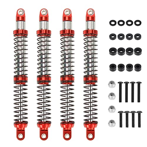 RCAWD 120mm Shock Absorber Damper Universal for a lot of 1/10 RC Hobby Cars, Full Aluminum RC Shock Upgrades, 7075 Adjustable Shocks with Spring 4pcs Hop Ups Parts Red - color: Red, size: 120mm