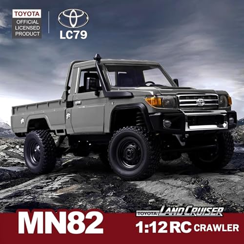 1/12 Scale RC Crawler, MN-82 Pro RTR RC Truck LC79 4x4 Off Road Vehicles 2.4GHz RC Rock Car with LED Lights for Adults Hobby Toys (Gray) - color: Gray