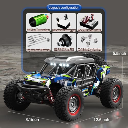1/16 Brushless Fast RC Desert Car for Adults, Top Speed 37mph Electric Off-Road RC Monster Trucks, 4X4 Remote Control High Speed RC Car for Sand Land Hobby Toy Gifts SCY-16106PRO (Blue) - color: Pro-blue