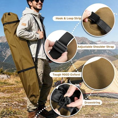 Xxerciz Camping Chair Bag 48 Inches Folding Chair Cover with Adjustable Shoulder Strap Nylon Tent Bag Heavy Duty Chair Cover for Travel Camping Sports (Exclude Chair) - color: Kahki