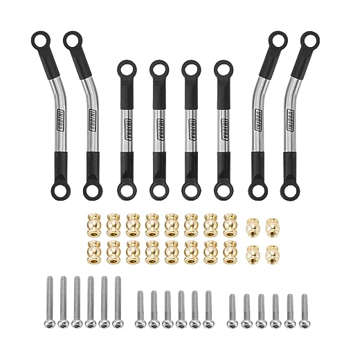 INJORA Stainless Steel High Clearance Chassis Links and Steering Links Set for FMS FCX24 Upgrade 1/24 RC Crawler