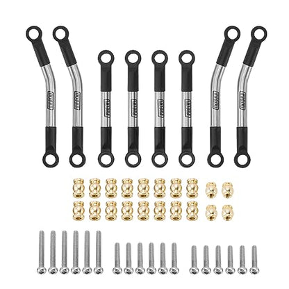INJORA Stainless Steel High Clearance Chassis Links and Steering Links Set for FMS FCX24 Upgrade 1/24 RC Crawler