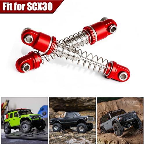 25mm Aluminum RC Shock Absorber Set, 4PCS CNC Threaded Suspension Upgrade, Replacement for 1/30 Axial SCX30 Crawler Car Ford Bronco, Jeep Wrangler, Chevrolet K10, Red - color: Red