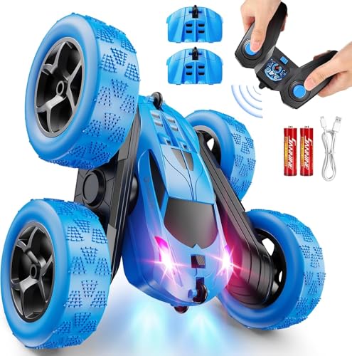 2 Pack RC Drift & Stunt Cars,1:24 Scale Remote Control Car, 4WD High Speed RC Drift & Stunt Car with LED Lights, 360° Flips, 2.4GHz, 20KM/H, USB-C Batteries, Gift for Adults, Boys and Girls