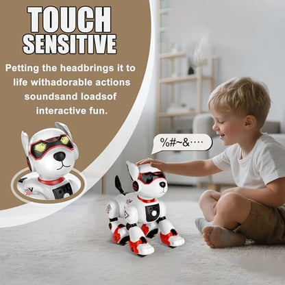 BYTEWAR Remote Control Robot Toy Puppy, Intelligent Programming Robot Dog | Interactive Gesture Function, Imitate Animal Music and Dance,Nice Gift for Boy or Girl 3-5 5-8 Ages - color: 101 Red