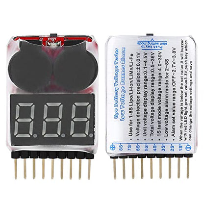 3Pcs RC Lipo Battery Tester & Alarm | 1S - 8S Voltage Checker for LiPo/Li - ion/LiMn/Li - Fe | Loud Buzzer & LED Alert | Avoid Over Discharge | Sturdy Plastic Shell