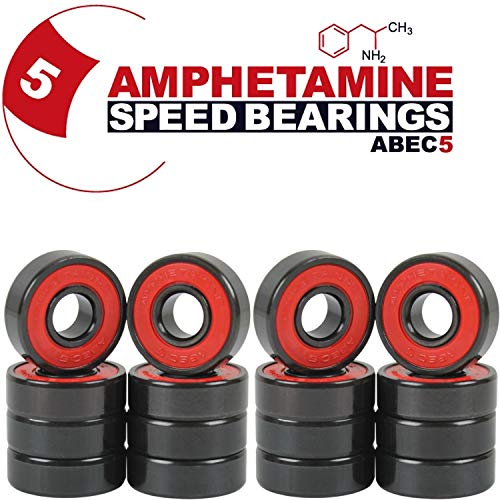 Inline Skate Speed Bearings Set of 16 Pre-Lubricated ABEC 5 Rated Double Shielded Servicable Bearing Pack for 8 Wheels