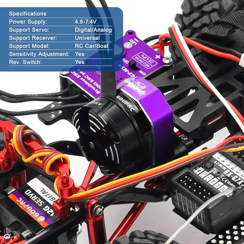 GOUPRC 2204 2400KV Brushless Outrunner Motor with Transmission & 30A Brushless Mini Esc for SCX24 Remote Control Crawler Car Truck Axial 1/24 Spiced Black Purple - color: Purple & Black