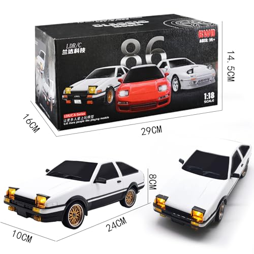 LD1801 1/18 AE86 RC Drift Car Initial D with 3 Upgraded 1200mAh Batteries | 2.4G 3-channel proportional drift toy with 150 motor and 10A ESC for hobby players - color: Ld1801